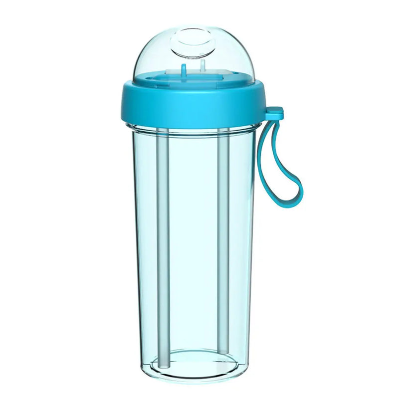 420/600ml Portable Dual Straw Separate Drink Water Beverage Bottle Couples Gift Water Bottles бутылка для воды