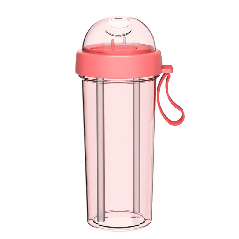 420/600ml Portable Dual Straw Separate Drink Water Beverage Bottle Couples Gift Water Bottles бутылка для воды