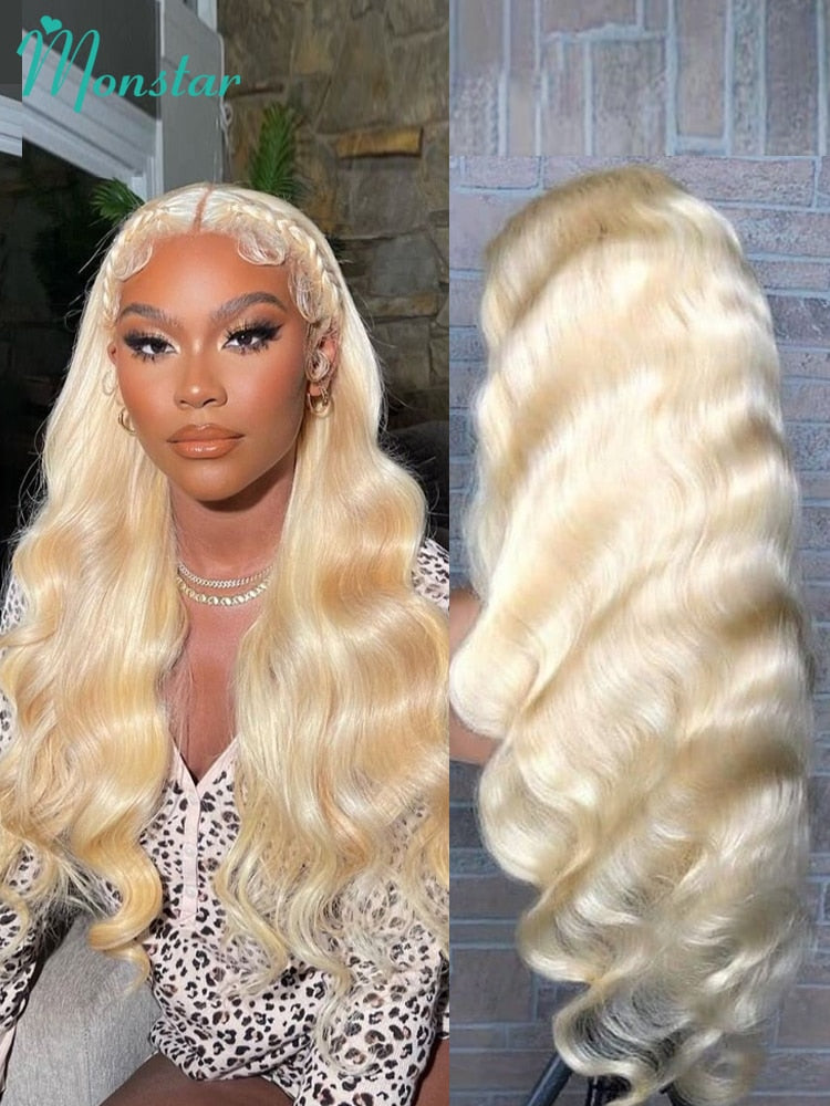 13x4 13x6 360 Transparent 613 Lace Frontal Wig Honey Blonde Color Brazilian Remy Body Wave Lace Front Human Hair Wigs for Women