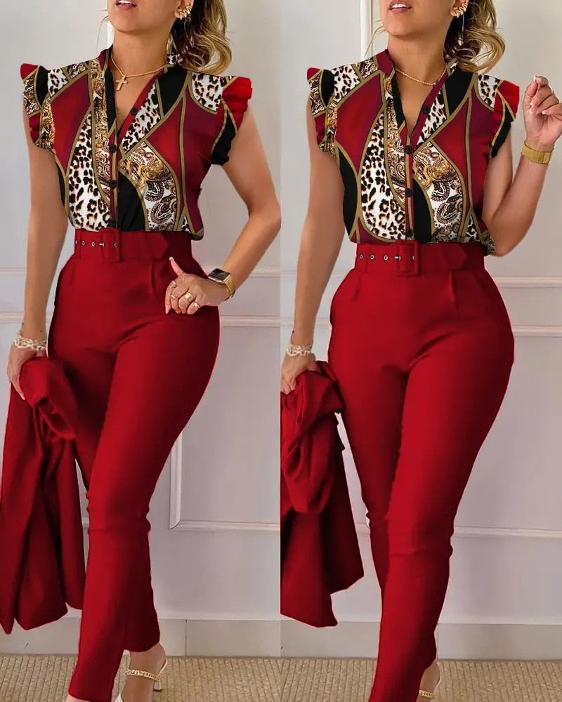 Elegant Sleeve Shirt Pants Set