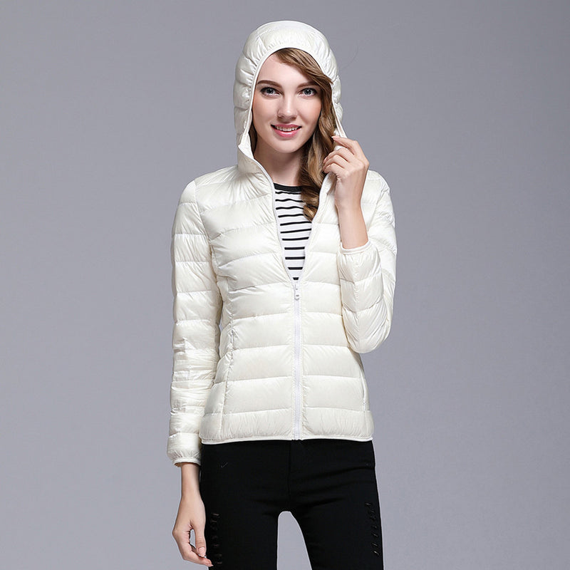 2024 New Lightweight Down Jacket Women's White Duck Down Hooded Down Jacket Women short jacket