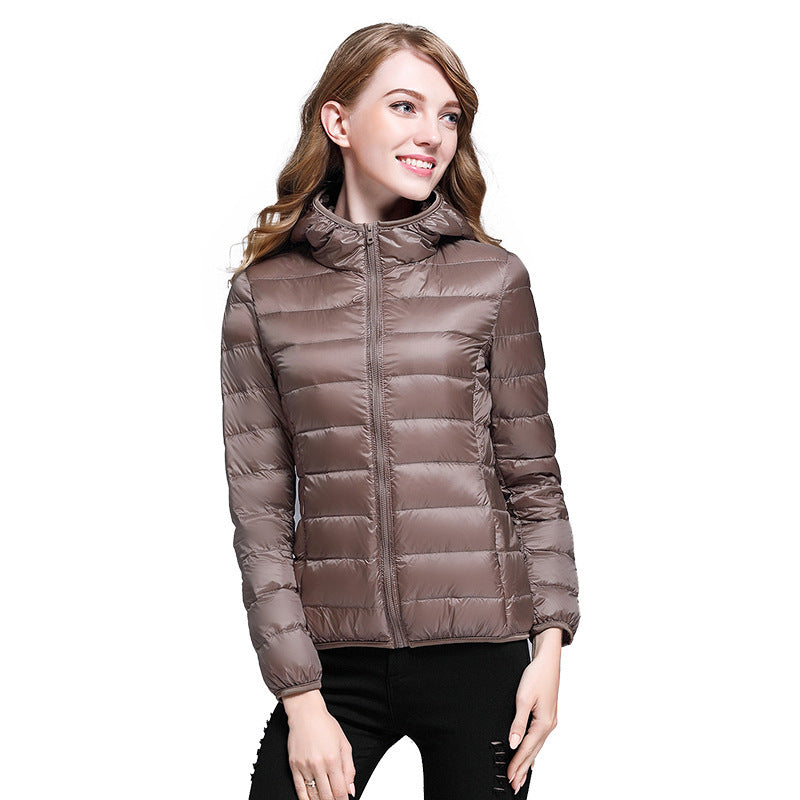 Down jacket for women, white duck down hooded down jacket for women Short jacket