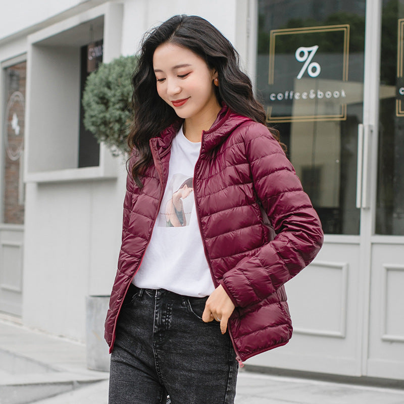 Down jacket for women, white duck down hooded down jacket for women Short jacket