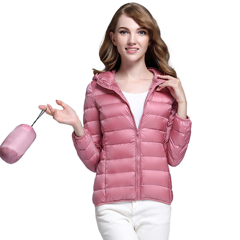 Down jacket for women, white duck down hooded down jacket for women Short jacket