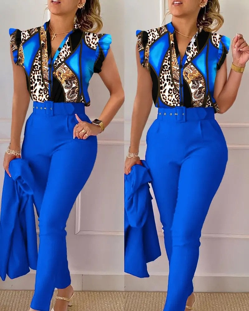 Elegant Sleeve Shirt Pants Set