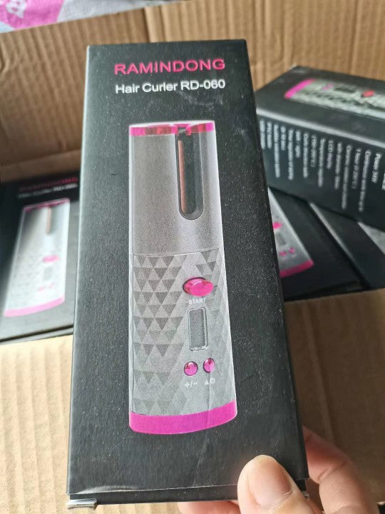 Cordless Auto Rotating Ceramic Hair Curler USB Rechargeable Curling Iron LED Display Temperature Adjustable Curling Wave Styer